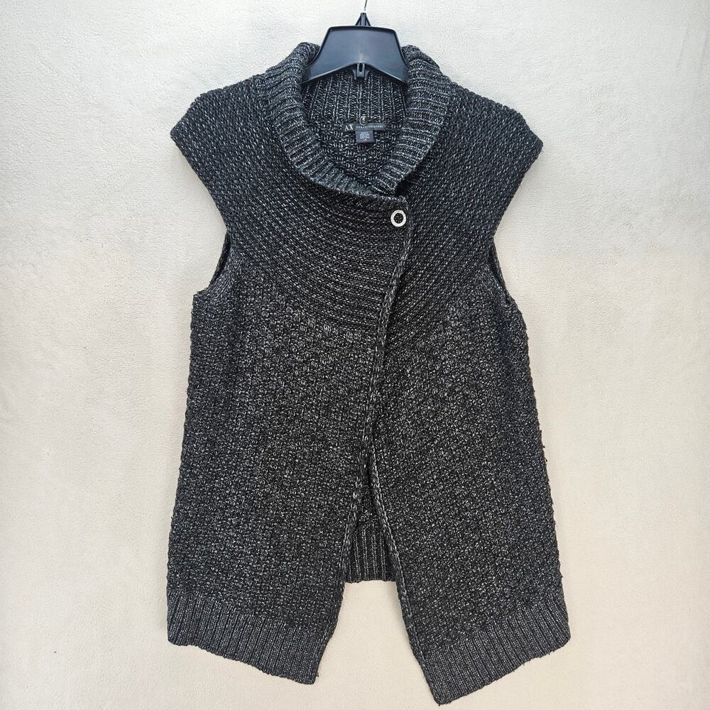 AX ARMANI EXCHANGE WOMEN'S L SWING SWEATER VEST WRAP GRAY